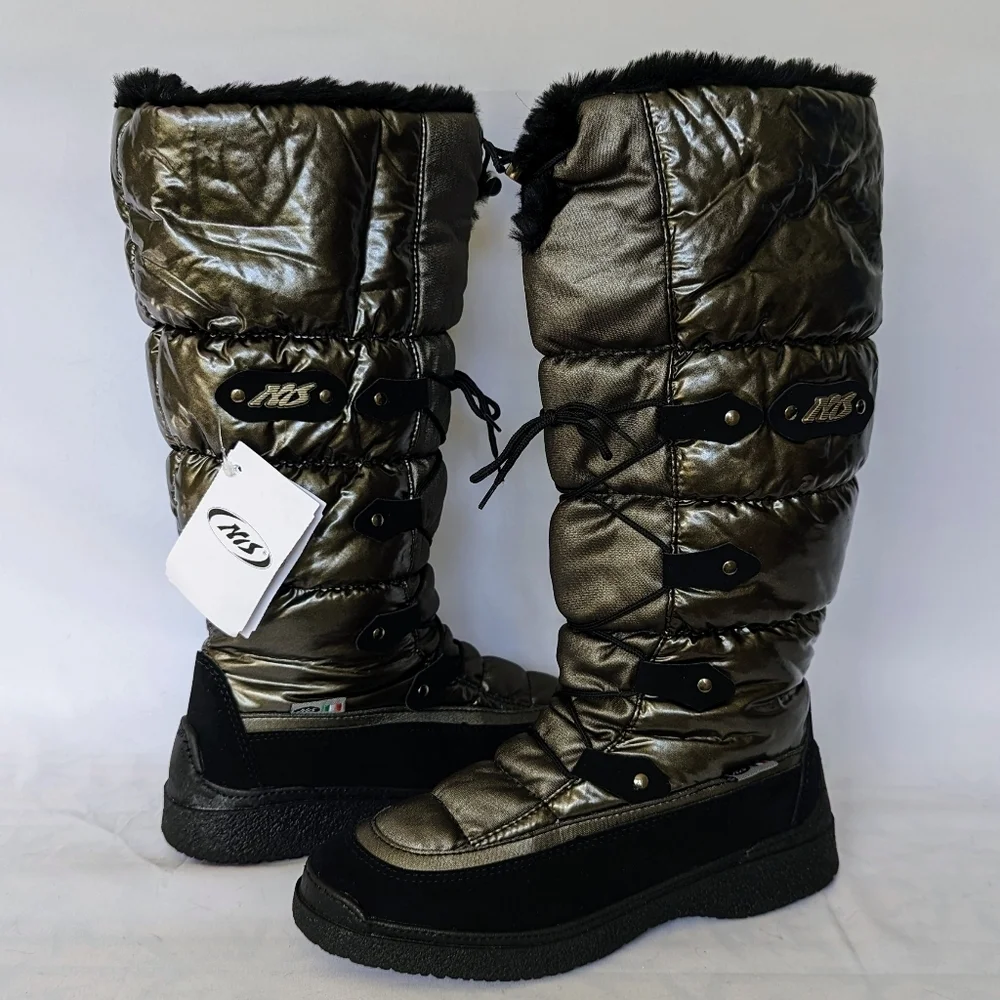 NiS Winter Boot Mid Calf Air On Feet Faux Fur Metallic Graphite EU40 US 9 NWT